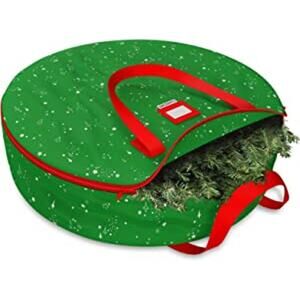 Clozzers Green Christmas Wreath and Garland Bag Holiday Storage Round Bag New